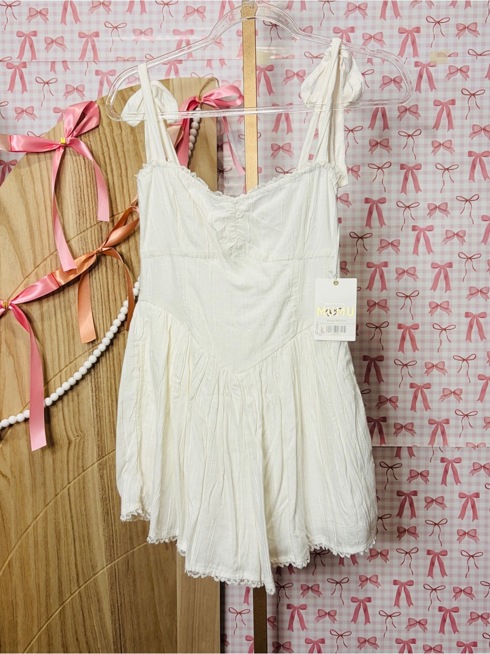 Show Me Your MuMu Regal Romper White Summer Cotton Coastal Cowgirl Beach XS